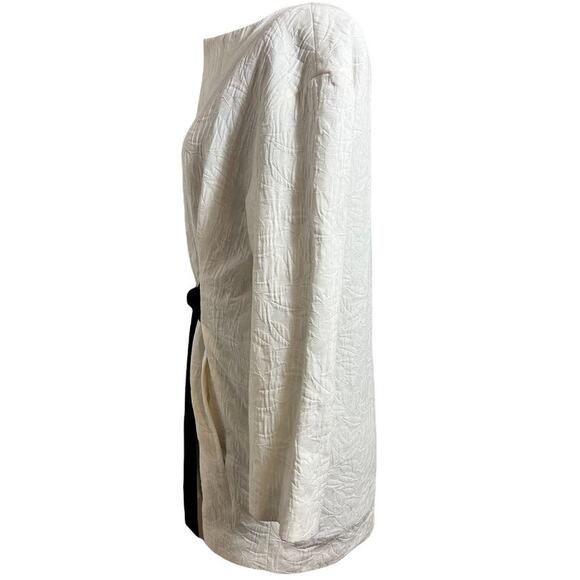 ZARA Basic Collection SZ S White Embossed Jacket Black Belt Chic Minimalist - Picture 14 of 14